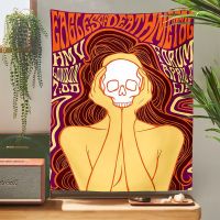 【cw】 Psychedelic skeleton girl picture hanging wall charming hippie bedspread background sticker cute beautiful room decoration