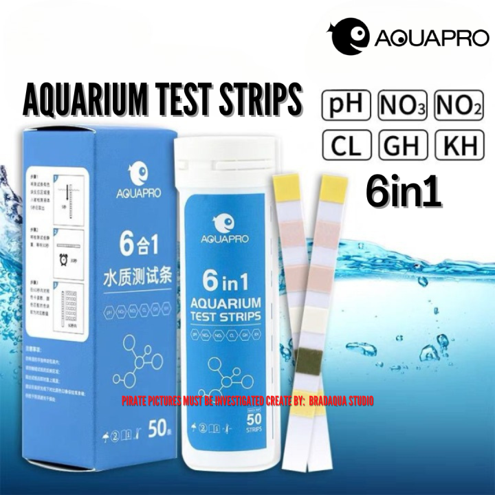 AQUAPRO Aquarium Test Strips 6 in 1 for Freshwater & Saltwater Fish