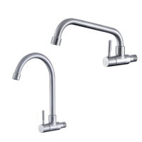 G1 2 304 Stainless Steel Wall Mounted Style Kitchen Sink Single Cold Water Faucet Balcony Mop Pool 360 ° Rotation Lengthen Tap