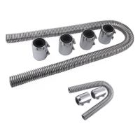 ❖❇❏ Chrome Stainless Steel Radiator Hose Kit 24 UNIVERSAL Aluminum Clamp Covers