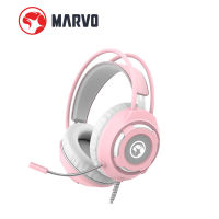 หูฟังเกมมิ่ง Marvo HG8936 Gaming Headphone สีชมพูขาวสุดน่ารัก สาย USB+3.5