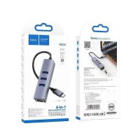 Hoco 4 In 1 Type C to Gigabit Ethernet Adapter (Type C To USB3.0*3 + RJ45) รุ่นHB34 (ของแท้100%)