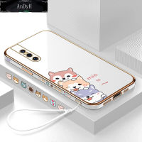 AnDyH Casing Case For Vivo V15 Pro 1818 Case Cute Cartoon Dogs Luxury Chrome Plated Soft TPU Square Phone Case Full Cover Camera Protection Anti Gores Rubber Cases For Girls