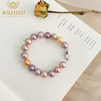 ASHIQI Big Natural Freshwater Pearl celet Real 925 Sterling Silver Mixed color Jewelry for Women Wedding Gift