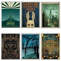 Bioshock Rapture วิดีโอเกมโปสเตอร์ภาพยนตร์-ผ้าใบสีขาว Wall Art สำหรับตกแต่งบ้าน0810