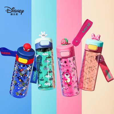 Disney ถ้วยน้ำตรงพลาสติกแบบพกพาสำหรับเด็ก,แก้วน้ำสำหรับเด็กผู้ชายและโรงเรียนเด็กผู้หญิงใช้กันตกแบบ Tritan
