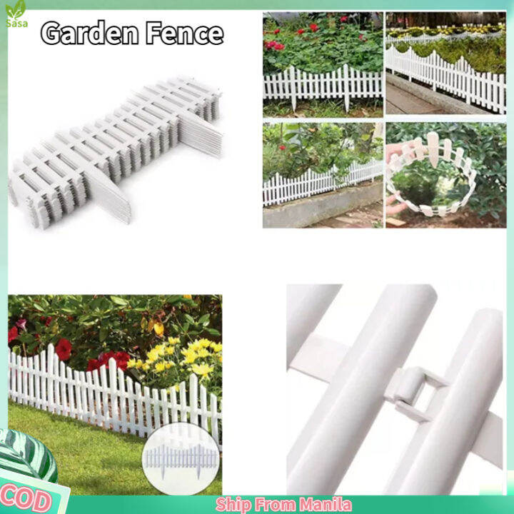 【Sasa】32*60cm White Plastic Garden Fence Border Decoration Plant Flower