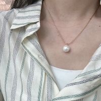 Real 925 Sterling Silver Big Round Pearl Necklace Delicate Chokers Necklaces Hypoallergenic Jewelry For Women