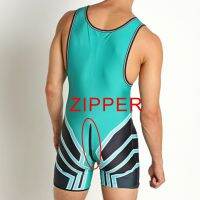 ทีมผู้ชายการแข่งขันฤดูร้อนมวยปล้ำ Singlets สูทมวย Skinsuit ยกน้ำหนักยิมฝึกอบรมถุงน่องวิ่ง Speedsuit