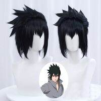 【Love as before】 Sasuke Uchiha คอสเพลย์ผู้ชายสั้นวิกผมสีดำอะนิเมะวิกผมสังเคราะห์ทนความLove as beforeหมวกฟรี