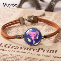 2022 New Cartoon Axolotl Leather Bracelet Lovely Glass Dome Photo Bracelets Handmade Jewelry For Women