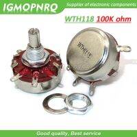 5PCS WTH118 2W 1A Potentiometer 100K ohm WTH118 2W Round Shaft Carbon Rotary Taper Potentiometer WTH118