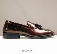 Loafers รองเท้าชายหนังแก้วมันเงา น้ำตาลแดง size39-45