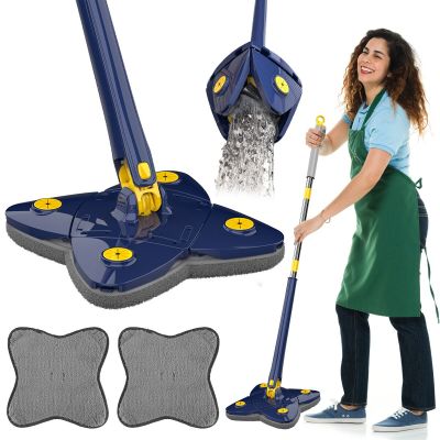 Foldable Cleaning Mop Triangle Mop 360° Rotatable Squeeze Mop Floor Cleaning Wet Dry Home Floor Ceiling Windows Cleaning Tools