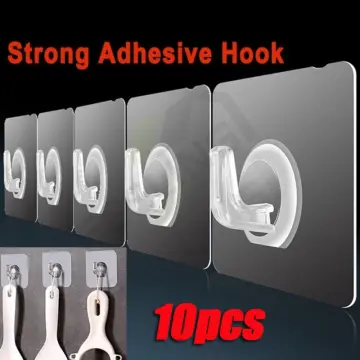 5/10/20 Pairs Double-Sided Adhesive Wall Hooks Hanger Traceless Adhesive  Hooks Sucker Wall Storage Holder for Kitchen Bathroom