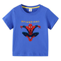 Spidermans ชายหญิงแขนสั้นเสื้อยืดฤดูร้อนทุกการแข่งขันเสื้อผ้าเด็กเสื้อ Bottoming เด็กการ์ตูนผ้าฝ้าย100% ท็อปส์