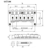 ป้ายติดแท่น Hardtail 78มม. 6สายบริดจ์กีตาร์ไฟฟ้าสำหรับเปลี่ยน