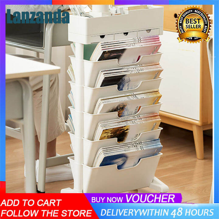 Large capacity student desk side storage shelf multifunctional book