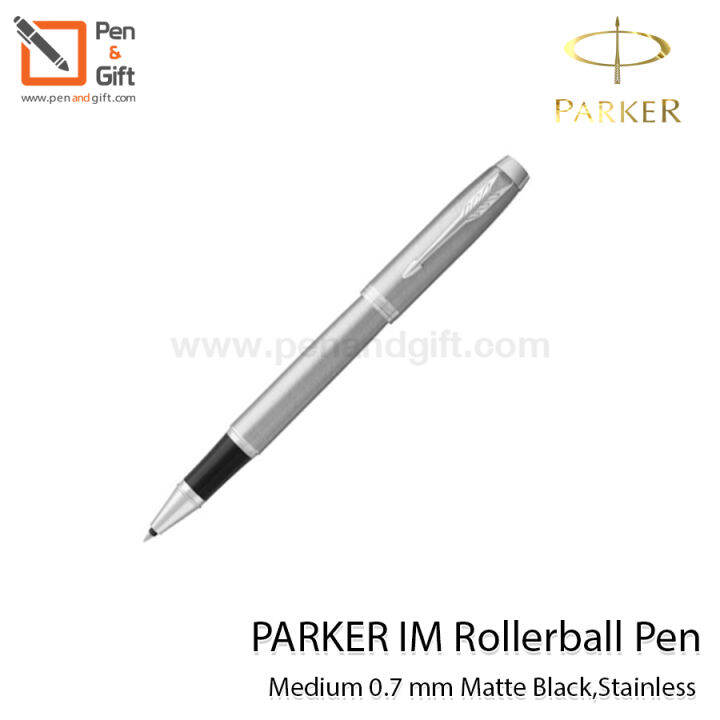 parker-im-rollerball-pen-medium-0-7-mm-matte-black-ct-stainless-ct-ปากกาโรลเลอร์บอล-ป๊ากเกอร์-ไอเอ็ม-หัว-0-7-มม-สแตนเลส-คลิปเงิน-ดำด้าน-แมท-คลิปเงิน-penandgift