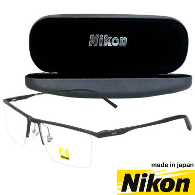 Nikon แว่นตา รุ่น 9006 กรอบเซาะร่อง Rectangle ทรงสี่เหลี่ยมผืนผ้า ขาสปริง วัสดุ สแตนเลส สตีล (สำหรับตัดเลนส์) กรอบแว่นตา สวมใส่สบาย น้ำหนักเบา ไม่ตกเทรนด์ Gouging frame Eyeglass Spring legs Stainless Steel material Eyewear Top Glasses made in Japan