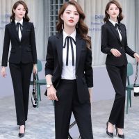 COD SDFERTGRTYTYUYU high quality 】womens office wear set long sleeve blazer pant or skirt Set slim fit formal pant suit work wear coat jacket and Trouser Pants suit fashion professional suits