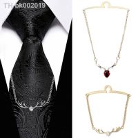 ☍ Fashion Mens Tie Clip Deer Head U-shaped Chain Mens Wedding Business Banquet Formal Shirt Chain-buckle Necktie Accessories