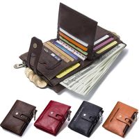 ❀☽ cri237 CONTACTS  Genuine Crazy Horse Leather Mens Wallet Man Cowhide Coin Purse Small Male Credit Id Card Wallets