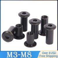 10 50 PCS M3 M4 M5 M6 M8 Black Carbon Steel Large Flat Hex Hexagon Socket Head Rivet Connector Insert Joint Sleeve Cap Nut