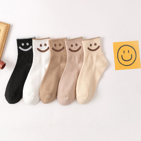 [Ready Stock Malaysia] Smile Face Stocking Sock Woman Cotton High Ankle ...