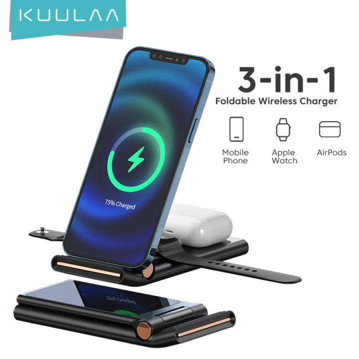 KUULAA 15W Qi Wireless Charger Sạc không dây Fast Charging Stand Quick  Charge Wire less Adapter Compatible iPhone Apple Watch Airpods Huawei  Samsung 