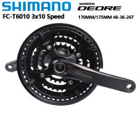 Shimano จานหน้า FC-T6010สำหรับเดินป่า48-36-26T 170mm175mm พร้อมขายึดด้านล่างของ BB52จักรยานเสือภูเขา MTB 3x1 0จานปั่น HOLLOWTECH II อุปกรณ์รถจักรยาน Store