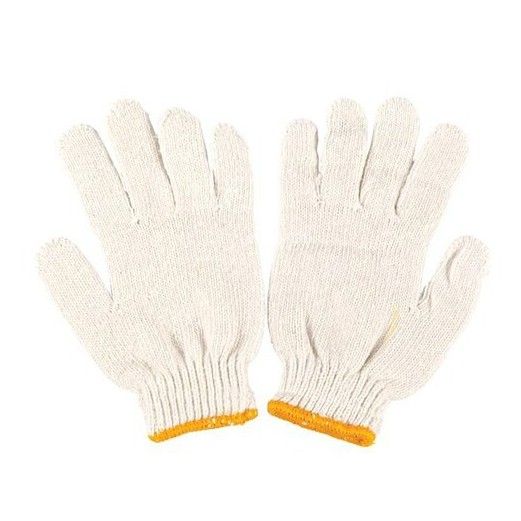 ถุงมือผ้า-ถุงมือผ้าทอ-7-ขีด-สีขาวขอบเหลือง-ถุงมือทำสวน-ถุงมือก่อสร้าง-12-คู่