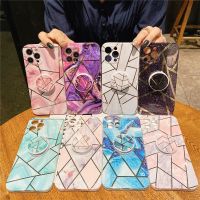 เคสโทรศัพท์ TPU แบบน่มแบบประกบกันลายหินอ่อน iPhone 11 Pro Max Iphone X XR XS Max ที่ยึดแบบฝามีขาตั้ง