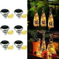 6pcs Solar Wine Bottle Cork Lights Wire Fairy Garland String Lights For Xmas Wedding Party Decor Lamp 20 LED Solar Fairy Lights