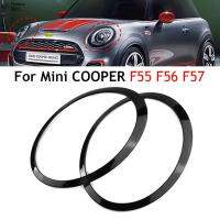 กรอบไฟหน้ารถ2ชิ้นฝาครอบวงแหวนคิ้วไฟหน้าอะไหล่สำหรับ MINI Cooper F55 F56 F57 03-18สีดำเงา