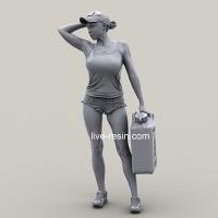 1/35 Girl rider with fuel canister in baseball cap, Resin Model Soldier, figure, GK, Unassembled and unpainted kit