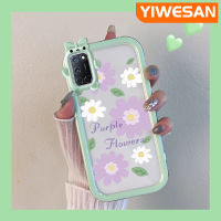 YIWESAN เคสสำหรับ OPPO A52 A72 A92 4G เคสลายการ์ตูนดอกไม้สีม่วงสีสันสดใสซิลิโคนนิ่มเคสโทรศัพท์โปร่งใสสร้างสรรค์เคสกล่องกันกระแทกป้องกันเลนส์กล้องปิศาจน้อย