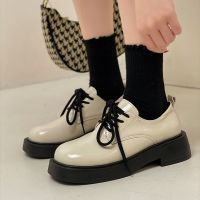 COD DSFGRTUTYIII Fashion Korean High-heeled and Thick-soled Black Leather Shoes for Girls All-match Japanese Lolita Student School Shoes British Style Color-blocked Thick-soled Mary Jane Shoes