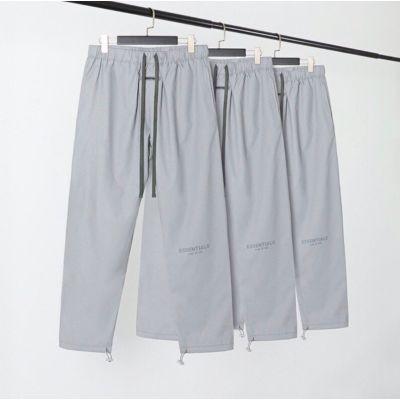 Essentials Double Line God Grey 3M Reflective Nylon Drawstring Casual Pants