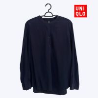 เสื้อเชิ้ตคอจีนแขนยาว Uniqlo สีกรม NAVY