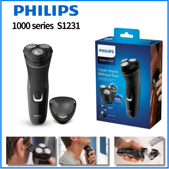 sufficient To contaminate glass Philips S1231/41 Series 1000 Shaver - PowerCut Blade System - Integrated  Trimmer - 4-Way Swivel Heads - Easy Cleaning (One Touch Open) - Black |  Lazada