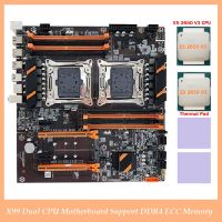 X99 Dual CPU Motherboard LGA2011 Spare Parts Accessories Support DDR4 ECC Memory Computer Motherboard+2XE5 2650 V3 CPU+2X Thermal Pad