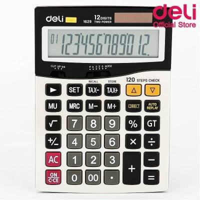 Deli 1629 Calculator 12-digit Metal เครื่องคิดเลข ตั้งโต๊ะขนาดใหญ่ มีระบบย้อนกลับมากถึง 120 ครั้ง รับประกัน 3 ปี Deli 1629 เครื่องคิดเลข