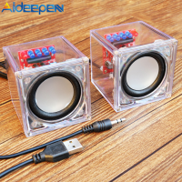 Aideepen ชุดอิเล็กทรอนิกส์ Diy ลำโพง2ch 3W ลำโพง PC พร้อมกล่องใสชุดประกอบ DIY ไคโรแพรคติก