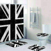 Modern Grunge Union Jack UK Flag Shower Curtain Set for Bathroom Bath Mat Rug Car for Toilet Bathtub British Flag Home Decor