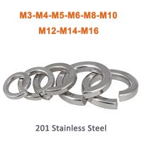 5-100 buah 201 Stainless Steel Spring Split Lock Washer Elastic Gasket untuk M3 M4 M5 M6 M8 M10 M12 M14 M16 sekrup baut Metal bulat