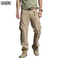 Hot Sale Suikone กางเกง ผู้ชาย ฤดูใบไม้ร่วง Mens Camouflage Overalls แฟชั่น Monochrome Casual กีฬากางเกง Tie-up กลางแจ้งกางเกงหลวม