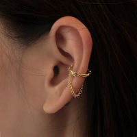 AHOUR Gift Ear Cuffs Fashion No Piercing Clip on Earrings Women Chain Party Crystal Star Gold Plated Double Layer Hollow