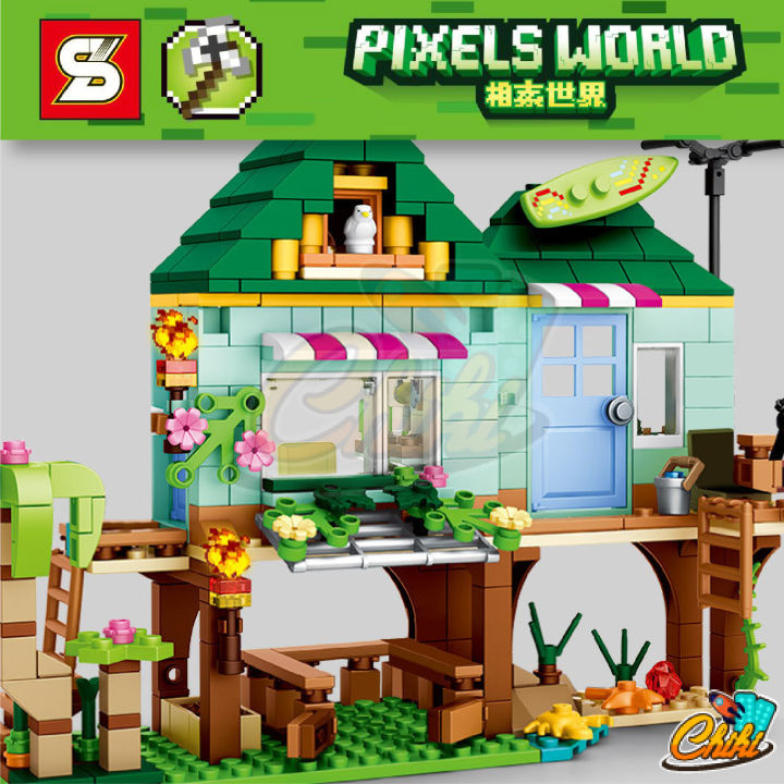 ตัวต่อ-pixels-world-บ้านพักชายทะเล-แบบ-3-in-1-sy5605-จำนวน-450-ชิ้น