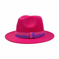 ผู้หญิงฤดูหนาวสีม่วงหมวกคาวบอย Fedora แจ๊สหมวกเย็บปะติดปะต่อกันสไตล์อังกฤษ T Rilby พรรคอย่างเป็นทางการปานามาหมวกชุดหมวกคาวบอย